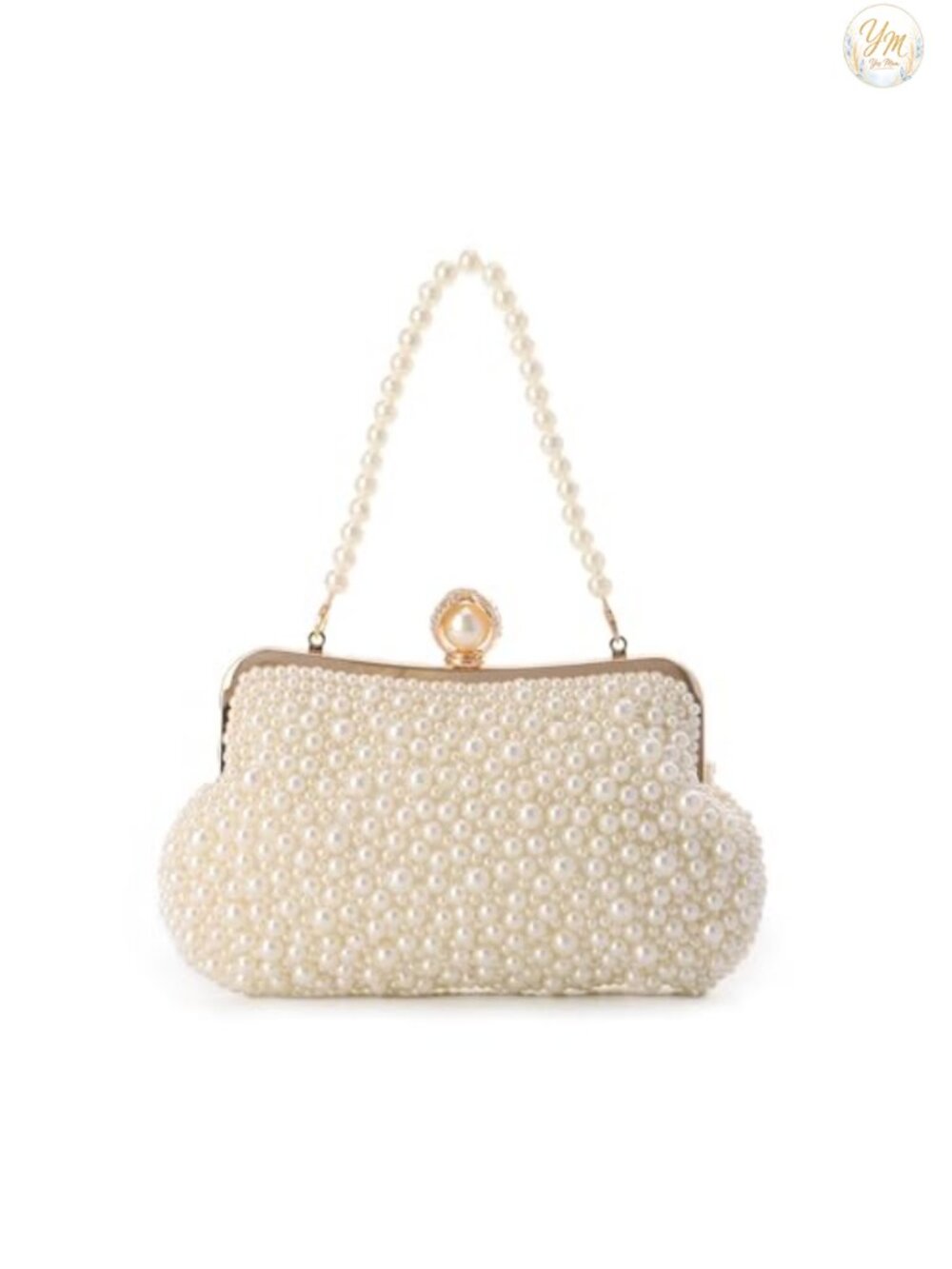Pearl Beaded Crystal Evening Clutch Purse with Chain Strap for Wedding Prom